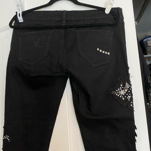 Bebe black boot cute jeans with studs and rhinestones